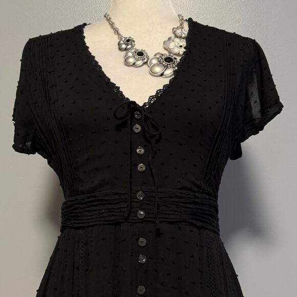 Lulus Completely in Love Black Swiss Dot Button Front Maxi Dress - Picture 2 of 6